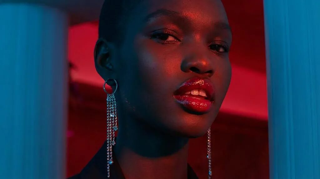 Red and blue beauty lighting portrait